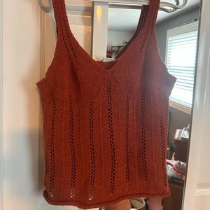 A&F skimming v-neck crochet tank